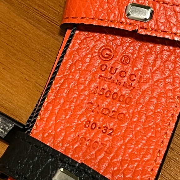 GUCCI Calfskin 1973 Reversible Belt 80 32 Black & Orange - Picture 10 of 10